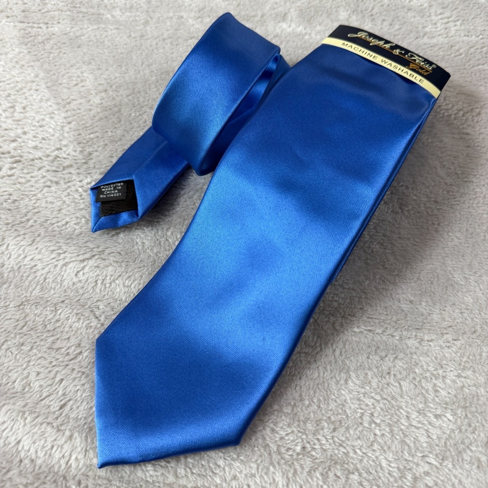 NEW Joseph Feiss Golf Bright Blue Polyester Office Dress Necktie 56"x3" Wedding